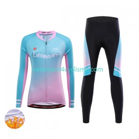 Femme Tenue Cycliste Manches Longues et Collant Long Hiver Thermal Fleece Leobaiky N005